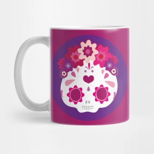 Kawaii mexican sugar skull adorable pink flower headband cute purple day of the dead Mug